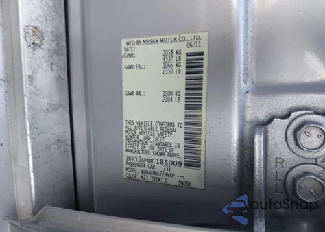 2011 Nissan Altima z USA, uszkodzony, nr VIN 1N4CL2AP4BC185009